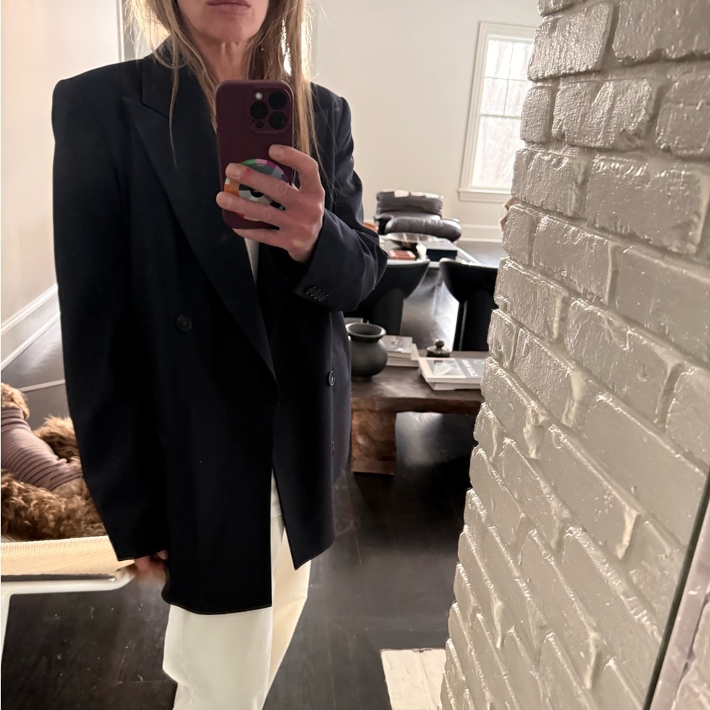 TIBI NAVY BLUE CUT OUT BLAZER 
amazing fit 
Button on side to cinch 
Size 8